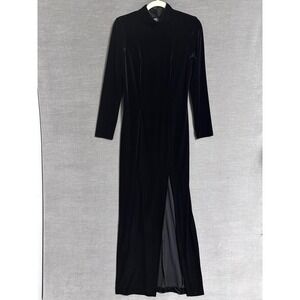 Vintage Faviana Dress 6 Black Velvet Open Back Cocktail Formal Goth Addams 90s